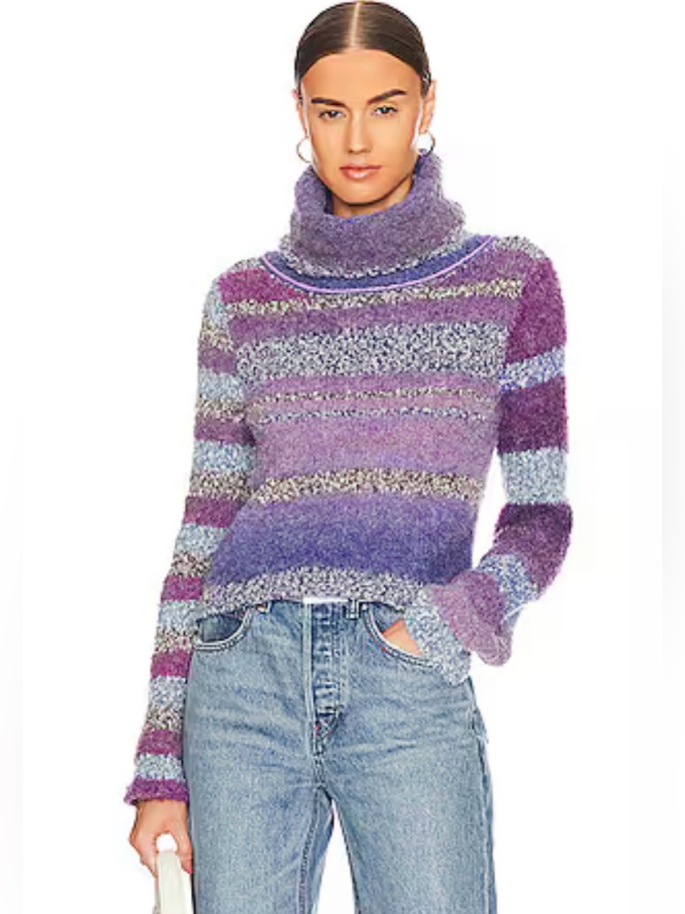 Free People My Girl Turtleneck Sweater Women’s S Midnight Pearl Combo Boho Wool